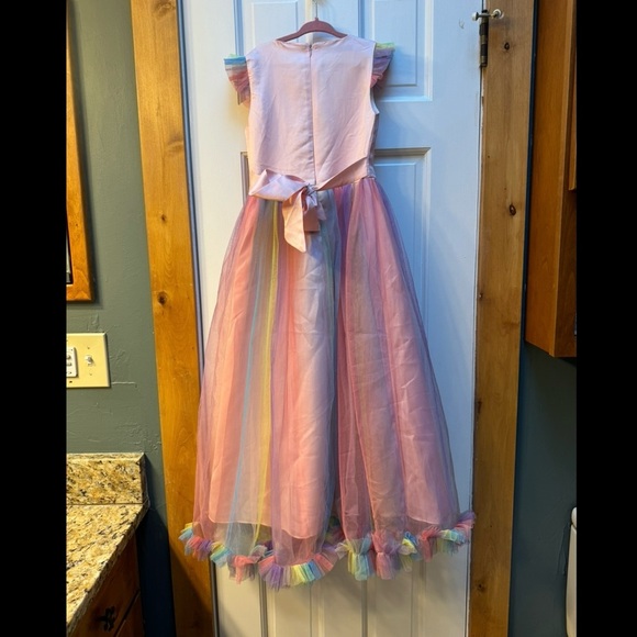 Rainbow princess long dress size 5/6 - Picture 2 of 4